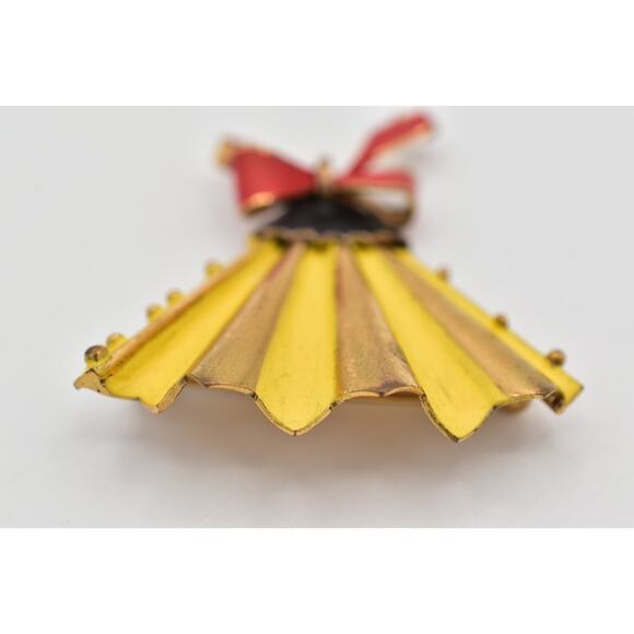 Germany Vintage Fan Pin Brooch Yellow Red Enamel Signed Art Deco Mid 1940s Bin4 - Picture 8 of 12